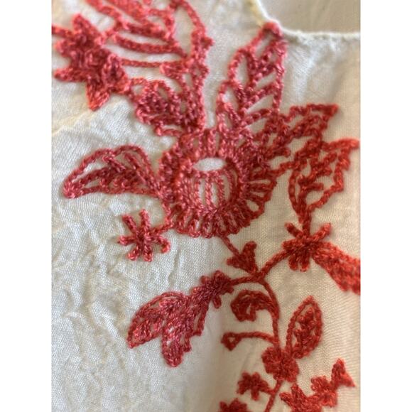 Cream And Melon Boho Kaftan Blouse/ Swim Coverup One size - Picture 3 of 4